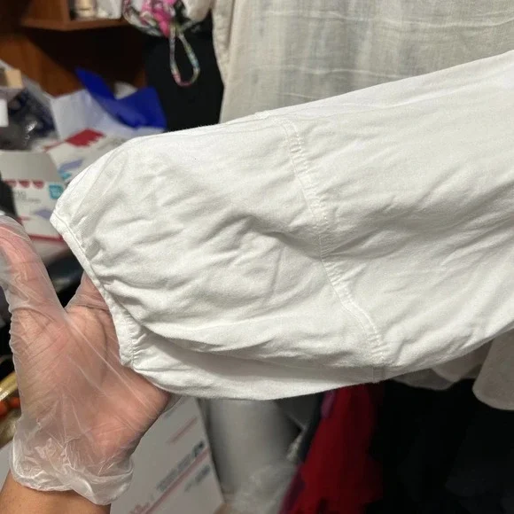 Banana Republic White Drop Waist Puff Sleeve Prairie Top Size Small - "Terra" - Picture 6 of 12